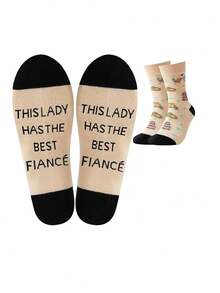 1Pair Husband Boyfriend Gift Ideas Funny Cool Socks For Men, Gifts For Men Romantic Gifts For Anniversary, Valentine's Day, Birthday - Multicolor - View 4