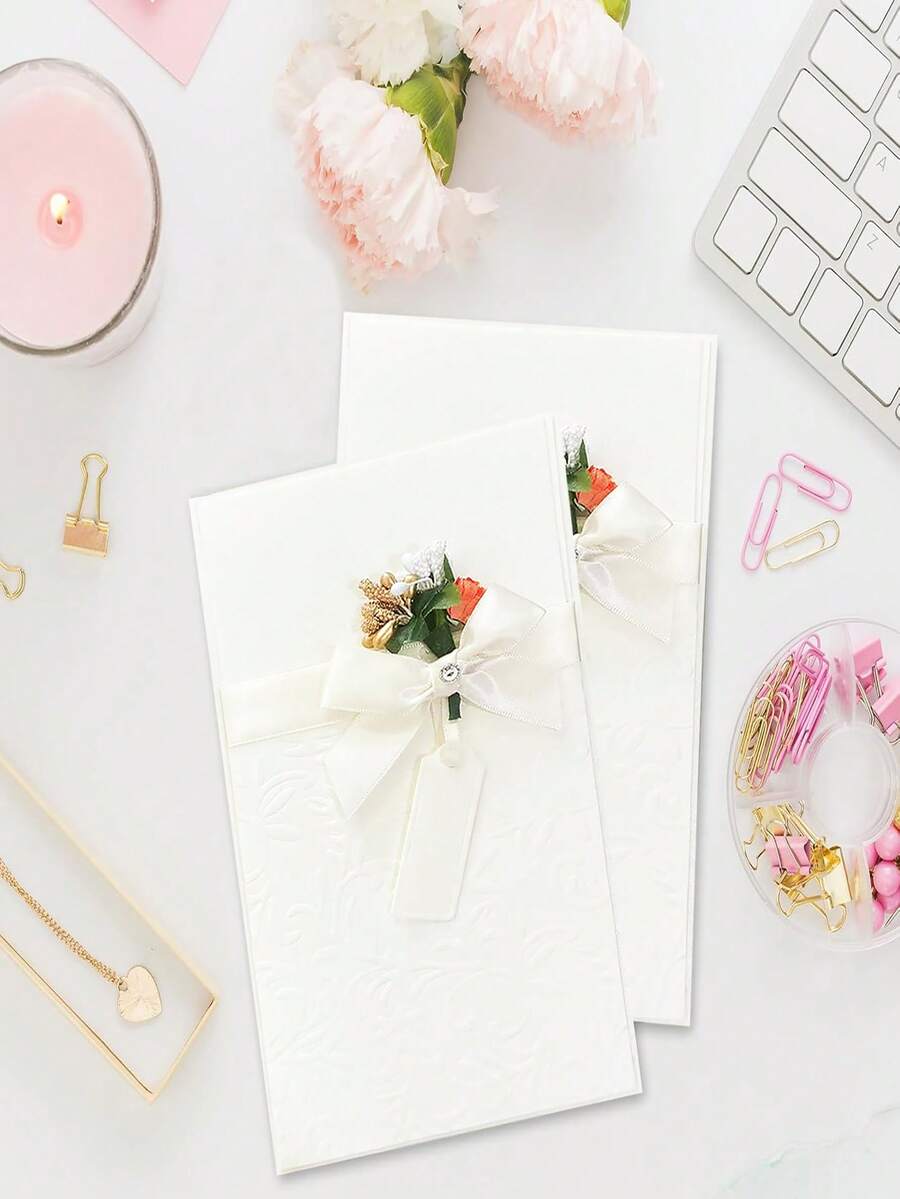 5/10pcs Beautiful Floral Invitations, Bridal Party Birthday, Wedding, Engagement, Bridal Shower, Anniversary, Birthday Party, Housewarming Party, Retirement Party, Graduation Party - Multicolor - View 1