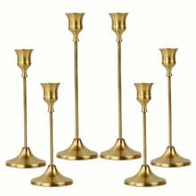 2 Sets/6pcs Gold Candle Holders, Suitable For Fireplace, Dining Table, Home Decor, Taper Candles, Black, Christmas & Halloween - Gold - View 12