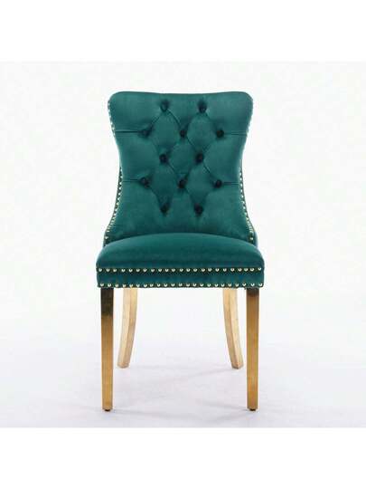 Furniture, Nikki Moderne Collection, High End Upholstered Solid Wood Contemporary Dining Stoel Chrome Stainless Steel Legs Nail Ornament, Set Of 2, Grijs Chrome, DE1701GY view 2