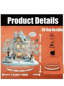 Decorazione natalizia in acrilico piatto 2D a forma di casa innevata - ideale per casa, ufficio e caffè