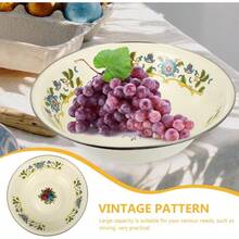 Vintage Mixing Bowl Enamel Bowl Vintage 2pcs Enamelware Salad Mixing Enamel Washing Basin Soup Basin Soup Round Serving Tray For Home