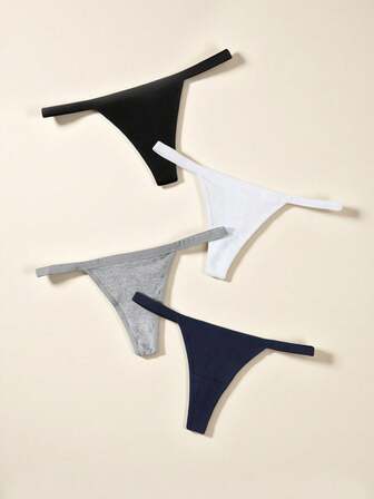 女士休闲纯色丁字裤，多色可选，中等弹力。