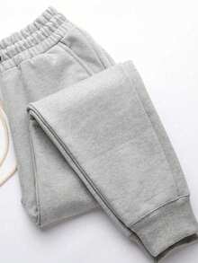Men's Slim Fit Jogger Sweatpants With Pockets And Cuffs, Unisex, On - 淺灰色 - 查看 2