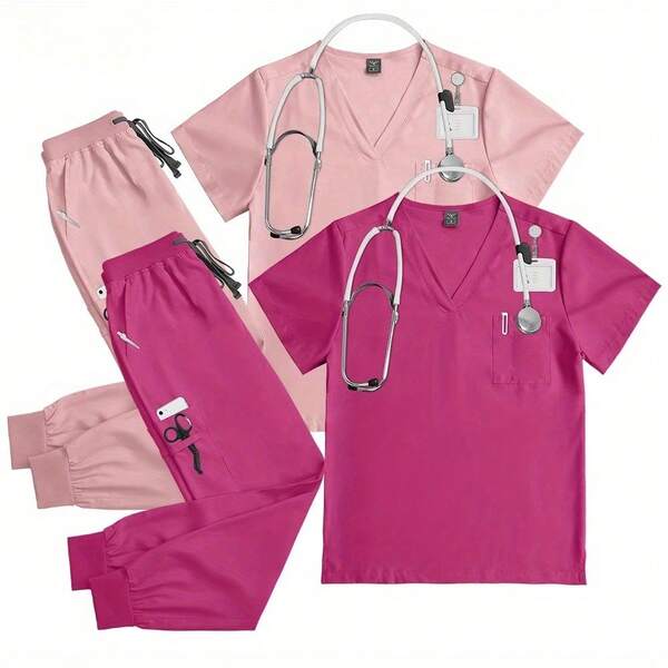 Scrubs Medical Uniform Women Man Scrubs Medical Scrubs Top And Pants Sets Surgical Uniforms Woman Nurses Accessories 2 Pieces Set