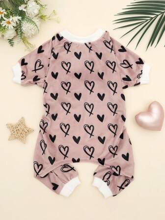 1 pieza Pijama para perro, que incluye bodys y monos, con estampado de corazón, adecuado para perros y gatos (Talla M (para 8-11 lbs))
