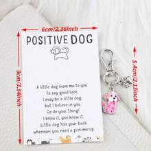 6pcs Unique Creative Cute Puppy Design Keychain Set With Positive Energy Dog Cards, Ideal For Birthday, Wedding, Christmas Party, Home And Kitchen Party Small Gifts - Multicolor - View 5