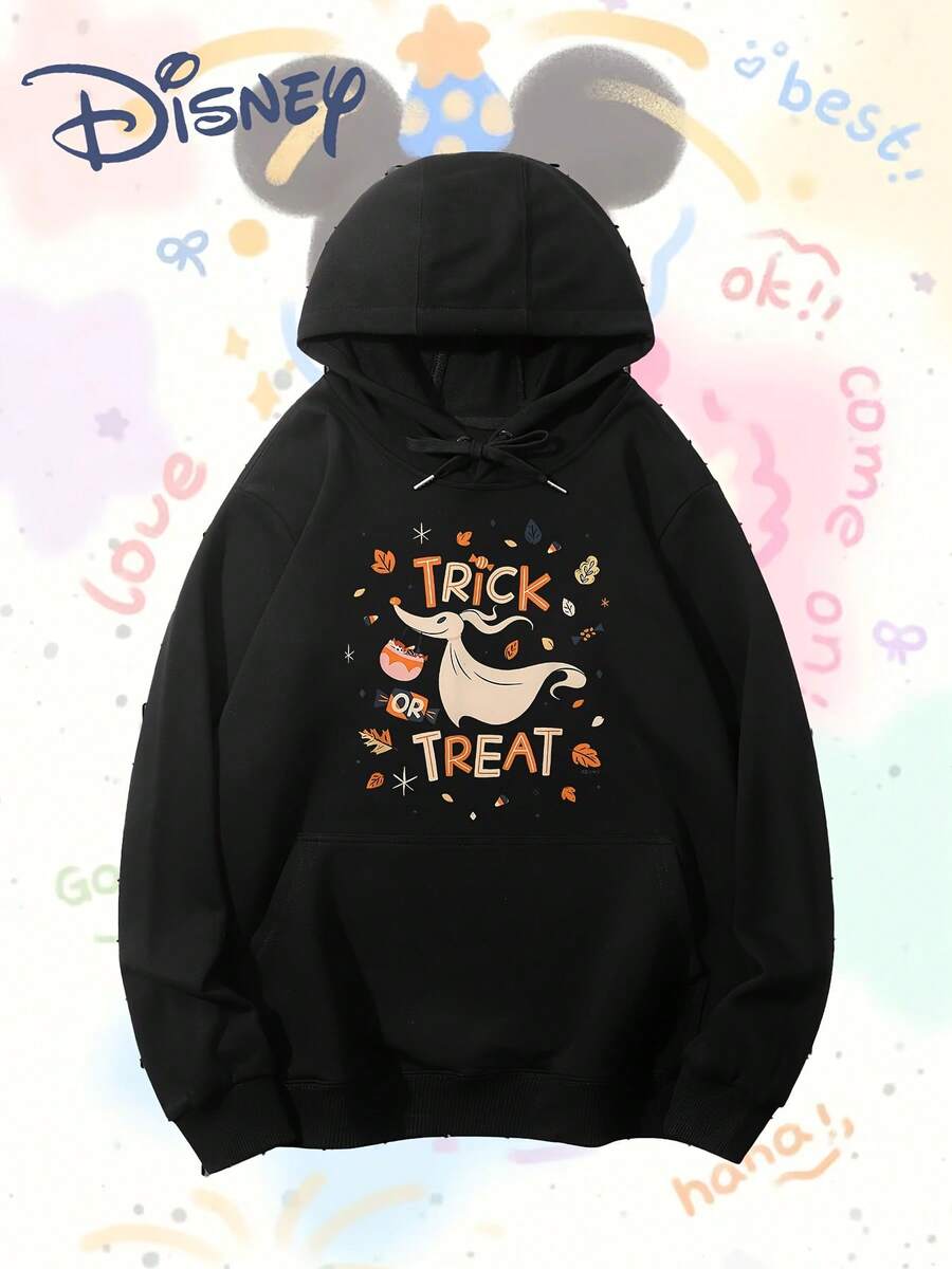 Men's Nightmare Before Christmas Hooded Sweatshirt - Officially Inspired Tim 's Nightmare Before Christmas Pullover Hoodie, Soft Fabric Long Sleeve With  & Sally Graphic, Cozy Fall Winter Sweater For Halloween & Casual Attire - Black - View 1