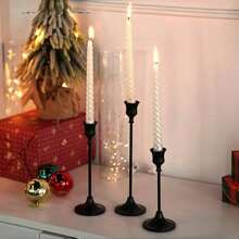 2 Sets/6pcs Matte Black Candle Holders, Suitable For Fireplace, Dining Table, Home Decor, Taper Candles, Christmas, Halloween - Black - View 6