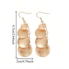 1 Pair Of Vintage Luxury Statement Earrings - Irregular Geometric Circle Tassel Design, Golden-Tone With Metallic & Matte Finish, Lightweight Dangling Earrings For Parties, Banquets & Year-Round Wear