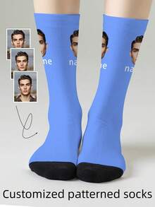 [Calcetines personalizados] 6 pares Personaliza tu exclusivo! Calcetines de poliéster 100% hasta el tobillo, sube fotos para impresión inmediata, resistentes al desgaste y transpirables, descubre una nueva forma de vestir personalizada - Multicolor - Ver 9