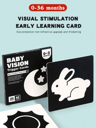 1 st svartvita visuella stimuleringskort för bebisar - tidig inlärningsträning, kognitiv utveckling för nyfödda, djurtema, pappersmaterial, perfekt för babyshower, babyshowerkort | tecknade djurdesign | papperskort, babyshowerpresenter