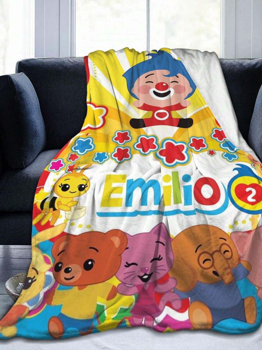 Plim Plim Blanket Luxury Anime Flannel Blanket - Ultra Soft Cartoon Print, The Perfect Gift For Any Occasion, Christmas, Birthday, For Home, Camping & Travel Use - màu đen - Xem 1