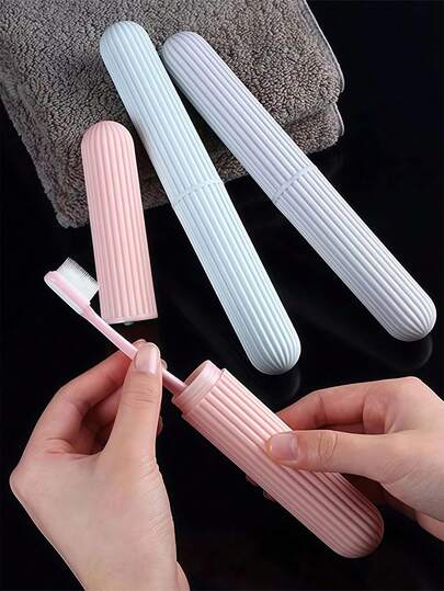 Unisex Portable Toothbrush Case, Travel Toothbrush Holder Protector, Plastic Material, Portable Toothbrush Carrying Case, Outdoor Bathroom Toothpaste Storage Box, Travel Toiletry Container, Dust-Proof Box, Bathroom Accessories, Travel Essential, Suitable For Beach, Summer, Business, School, Cruise, Vacation, Camping, Back To School Season And More