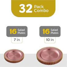 New  32 Piece Combo Plastic Dinner PlatDisposable Plastic Fancy Heavy Duty Party Dish7 Inch And 10 Inch, Translucent Rose And Gold Beaded - Hoa hồng trong suốt - Bộ sưu tập hạt vàng - Xem 5