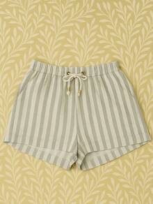 Striped Knot Cord Knitted Holiday Beach - Olive Green - View 3