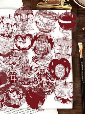 50 pegatinas de manzana roja para cuadernos, diarios y fundas de teléfono