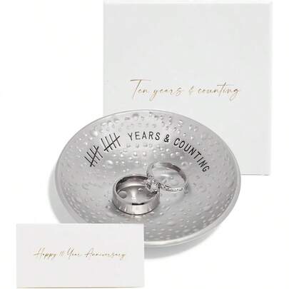 10th Anniversary Tin Gifts U2013 4 In. Engraved, Aluminum Wedding Ring Holder Dish Box U2013 10 Year Anniversary Him 10 Year Anniversary Her Textured Style