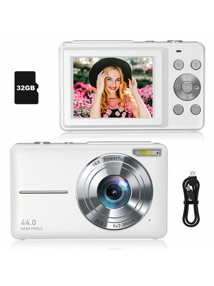 デジタルカメラ ポケット カメラ 4400万画素 32gb Sdカード付き ピンク