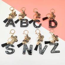 Personalized A-Z Alphabet Keychain For Women, Black Butterfly Letter Charm,  Backpack & Purse Decoration, Stylish Bag Pendant, Customizable Keyring For Girls - Móc chìa khóa chữ cái màu đen - Xem 2