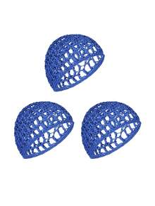 1pc Women's Soft Rayon Knitted Crochet Hair Net, Long & Short Curly Hair Cover (Black) - Black - View 17