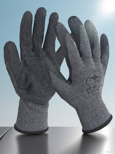 1 par de guantes de trabajo de protección para jardín para hombres y mujeres, guantes de trabajo recubiertos de látex de goma antideslizante y arrugado, guantes de jardín de punto sin costuras, resistentes al aceite y a los productos químicos, guantes protectores de uso pesado, guantes de látex arrugado utilizados como regalo para el Día del Padre, construcción, almacén, jardinería, ensamblaje, paisajismo, conductor de camión