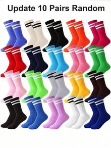 5 Paar zufällige gestreifte & bedruckte Damen Lässig Knöchelsocken, geeignet für den täglichen Gebrauch, Outdoor-Sport, alle Jahreszeiten, warm, atmungsaktiv, feuchtigkeitsableitend, toll als Halloween- oder Weihnachtsgeschenk - Verschiedenfarbig - Übersicht 14
