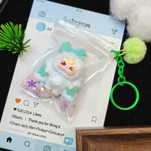 1件卡通甜点幼儿装饰配件，可爱毛绒蝴蝶结幼儿钥匙扣，包包挂饰，直播玩具，新款毛绒蝴蝶结幼儿钥匙扣，手机钥匙扣，包包链 DIY