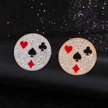 دبوس وشاح بطاقة بوكر فاخرة، دبوس بوكر مرصع بالكامل، دبوس قلب/رف/ماس/نادي، دبوس وشاح وحيد الجنس، دبوس أنيق، هدية عيد الميلاد إبداعية، دبوس حقيبة الظهر، مناسب لديكور حفلة عيد الميلاد