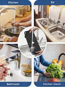 Silicone Drying Tray Mat For Kitchen/Bathroom - Faucet Drip Catcher With Soap Holder & Counter Splash Guard - Black - View 7