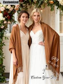 1pc Customized Name Scarf, Women's Personalized Shawl, Shawl With Printed Name, Letter Combination Scarf, Elegant Scarf, Printed Shawl, Customized Text, Personalized Gift, Soft & Comfortable Shawl, Extra Large Scarf, Evening Dress Shawl - Multicolor - View 2