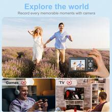 4K 1080P Compact Digital Camera, 44MP, 16X Optical Zoom, With 32GB SD Card & Lanyard, Suitable For Beginners, Black