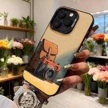 Cubierta de telefono estilo vintage color beige con estampado de camara fotografa y mochila para mujer elegante uso diario y viajes Aplicable a los teléfonos de la serie Apple y Galaxy - Blanco - Ver 6
