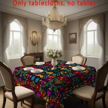1pc Polish Symmetrical Floral Tablecloth, Eastern European Art Style Dining Table Decor Cloth, Rectangular Polyester Material, Washable And Reusable, Suitable For Daily Home, Restaurant, Living Room Gatherings, Eid Al-Fitr Themed Parties, Indoor/Outdoor Use - Multicolor - View 14