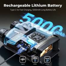 Hochauflösendes digitales Nachtsichtgerät, Fernglas mit 5000mAh Lithium-Batterie, 3-Zoll TFT-HD-Bildschirm, 8-fachem digitalen Zoom, 64GB Speicherkarte - Schwarz - Übersicht 7