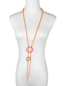 MARLIWOO 1pc Minimalist Hollow Round Pendant Handmade Long Ladies Fashion Necklace, For Daily Wear - Multicolor - View 10