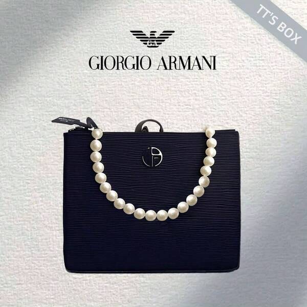 Armani حقيبة مسائية راقية باللون الأسود مع حزام كتف من اللؤلؤ، حقيبة كتف وحقيبة يد جديدة لعام 2025، تصميم أصلي، يمكن أن تحمل الهاتف المحمول، حقيبة متعددة الوظائف: مثالية للاستخدام اليومي والسفر والعمل والمدرسة - هدية مثالية للعطلات والأعياد والمناسبات الخاصة