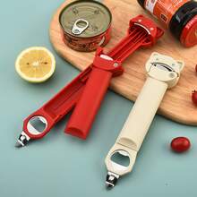 1 Piece Heavy-Duty Multi-Functional Magnetic Retractable Jar And Bottle Opener With Ergonomic Handle, Adjustable Lever Mechanism, And Magnetic Lid Catcher - Zinc Structure, Suitable For Kitchen, Camping, Picnic - One-Handed Operation (Beige And Red), Picnic Accessories, Compact Design, Stylish Bottle Opener, Durable Material, Suitable For Kitchen Professionals, Campers, And Hikers - White - View 7