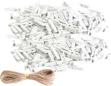100pcs 1.3inch Wooden Mini Clothespins Chip Clips Small Clothes Pins With 33 Feet Jute Twine For Photos, Bag Clips, Crafts School, Arts Crafts D (Black) - trắng - Xem 1