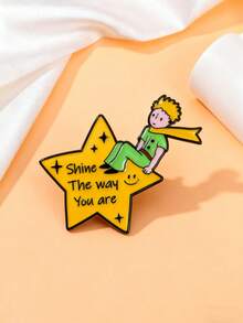 1枚可爱卡通金属胸针，“王子与玫瑰”童话胸针，纸飞机和星球时尚配饰，金属徽章背包装饰，送给朋友的最佳礼物，圣诞礼物，别针，胸针