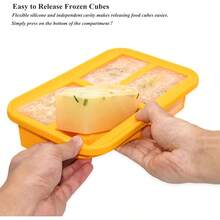 1-Cup Silicone Freezer Trays With Lid2 Pack Easy-Release Silicone Freezing Tray For Soup Ice Cubes Soup Freezer Molds Freeze And Store Broth Sauce Leftovers - Ma 8 Perfect 1 Cup Portions - 黃色 - 查看 4