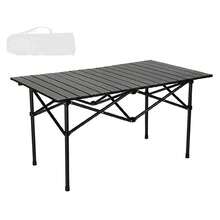 Mesa de campamento plegable portátil con mesa plegable, adecuada para camping de barbacoa de picnic al aire libre - Negro - Ver 2