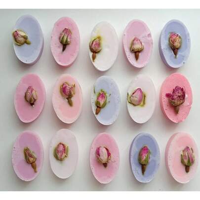 Oval Scented Soaps With Rosebud- Pack Of 100 -Party Favours (20-25g Each)