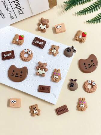 20pcs Cute Cartoon Bear Shoe Charms Resin Craft Embellishments - Colorful Flat Back Decorations For Scrapbooking, DIY Phone Case Nail Art Hairpin Accessory Making Supplies