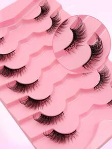 Rikuaild 7 pares de pestañas postizas de ojo de gato estilo wispy suaves, de aspecto natural, 3/4 de esquina, pestañas cortas de acento, pestañas postizas, pestañas, pestañas postizas, pestañas de medio ojo