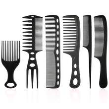 Combs For Hair Stylist, 6 Pcs Styling Comb Set Wide Fine Tooth Rat Tail Comb Hair Picks Texture Combs With Double Side Tail Hair - Black - View 7
