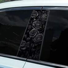 2件裝磨砂黑玫瑰汽車B柱貼紙，防水防刮自黏式車輛貼紙，適用於SUV、卡車、摩托車 - 2 Pcs - 查看 3