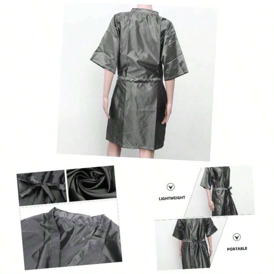 KESYOO 2 Piezas Capa de Babero de bao Ropa Gym Ropa de Gym de SPA para Hombres Albornoz para Mujer Ropa de peluqueria Tinte para el Cabello mantn de Tinte de Pelo Chal - plata + 110,00 x 100,00 x 0,10 cm - Ver 1