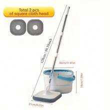 1 طقم، طقم مسح أرضيات بدون استخدام اليدين مع دلو، مسح أرضيات دوار منزلي، مسح سهل، إزالة الغبار، للاستخدام الجاف والرطب، مناسب للمنزل والمطبخ والحمام، مستلزمات تنظيف، أدوات تنظيف، مستلزمات عيد الميلاد - متعدد الألوان - مشاهدة 6
