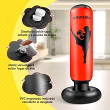 Saco de Arena Hinchable para niños,Saco de Boxeo Plegable y reabrible,Adecuado para Karate,Taekwondo,como Regalo para niños y niñas - rojinegro - Ver 11